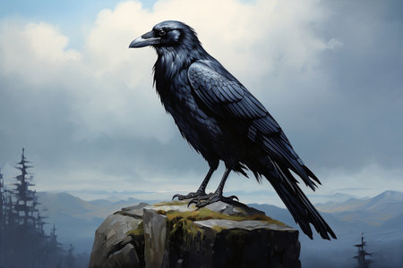 A Crow in its Dark Beauty Generative By Aiの素材