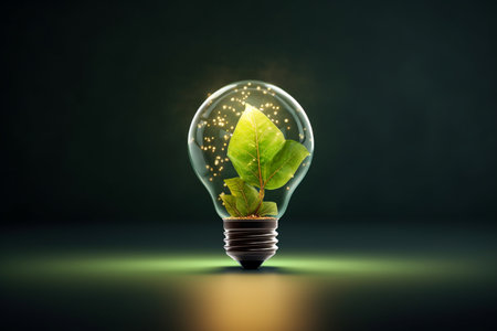 Energy-Efficient and Renewable Lightbulbs Generative by Ai.の素材