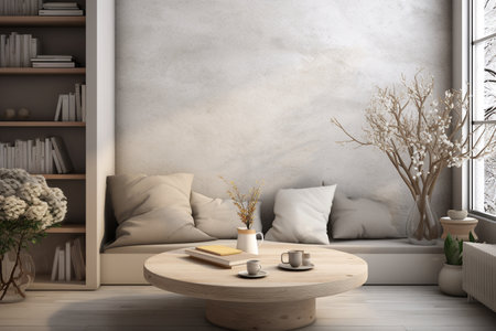 An Inviting Product Display with a Coffee Table Background Generative by Ai.の素材