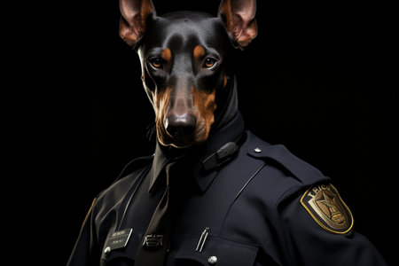 Doberman on Security Duty with a Mean Expression Generative By Ai.の素材