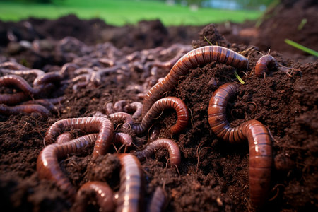 Many Living Earthworms for Fishing in the Soil Generative By Aiの素材