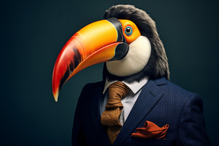 Toucan Bird in a Stylish Business Portrait Generative By Ai.の素材