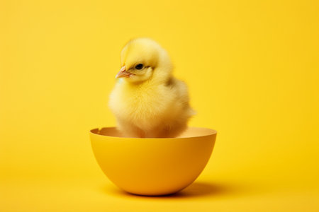 Adorable Yellow Chick Emerging from Its Shell Generative By Aiの素材