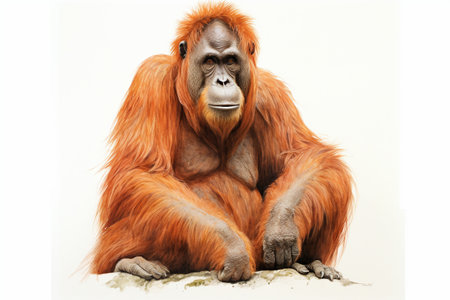 Vibrant Orangutan Portrait in Seated Poseの素材
