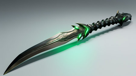 Discover a Unique Dagger Featuring Green and Black Colorsの素材