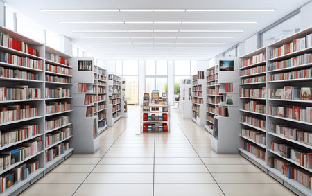 A Journey Through Diverse Genres in a Bookstore Aisle Generative By Ai.の素材