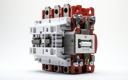 Precision Electrical Contactor on White Generative By Ai.の素材