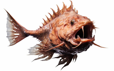 High-Resolution Realism with a White Background Anglerfish Generative By Ai.の素材