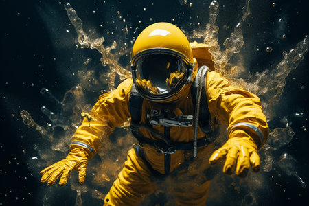 The Yellow Space Odyssey Astronaut's Venture Generative By Ai.の素材