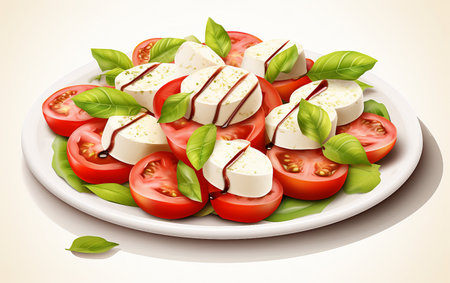 Caprese Salad with a Touch of Freshness On White Background Generative By Ai.の素材