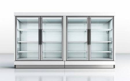 White Background Commercial Glass Door Fridge Generative By Ai.の素材