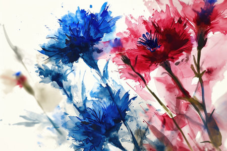 Patriotic Blossoms Reflecting American Spirit On White Background Generative By Ai.の素材
