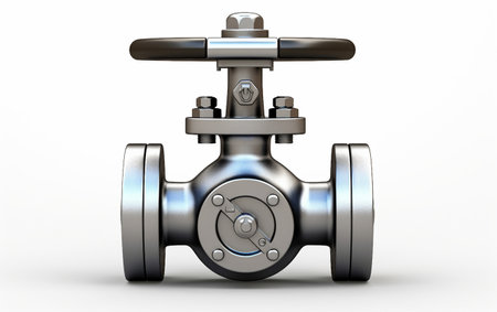 High-Resolution Steel Valve Imagery On White Background Generative By Ai.の素材