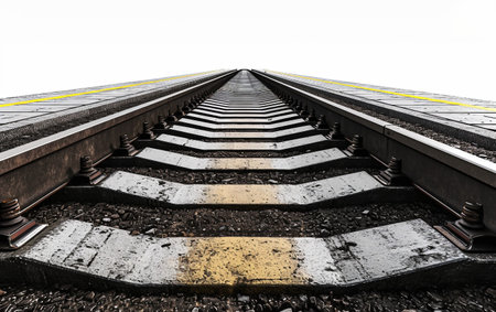 Realistic 8k Train Station Platform Edge On White Background Generative By Ai.の素材