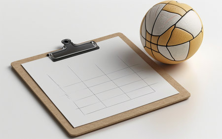 Realistic 8k Volleyball Coach Clipboard On White Background Generative By Ai.の素材