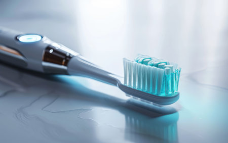 Electric Toothbrush with Massaging Bristles for Advanced Oral Health On White Background Generative By Ai.の素材