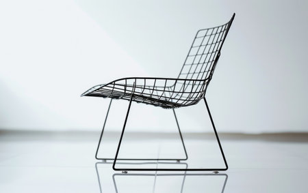 Sleek Minimalist Wire Chair On White Background Generative By Ai.の素材