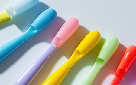 Soft Silicone Finger Toothbrush for Infant Oral Care On White Background Generative By Ai.の素材