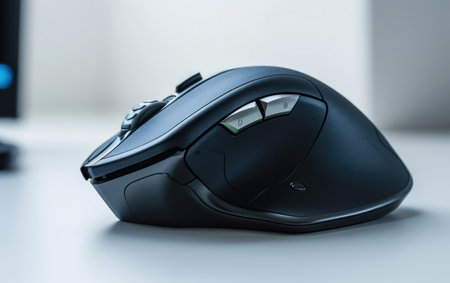 Vertical Ergonomic Mouse for Healthier Work On White Background Generative By Ai.の素材