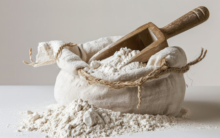 Vintage Flour Sack On White Background Generative By Ai.の素材