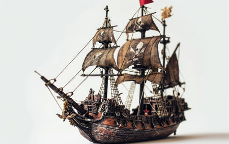 Toy Pirate Ship Playset On White Background Generative By Ai.の素材