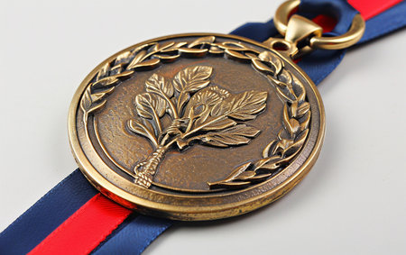 Unveiling the Achievement Medal On White Background Generative By Ai.の素材