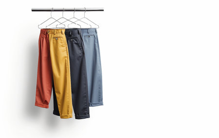 Organizing with Dress Pants Hangers On White Background Generative By Ai.の素材