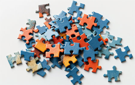 Exploring the World of Jigsaw Puzzle Pieces On White Background Generative By Ai.の素材