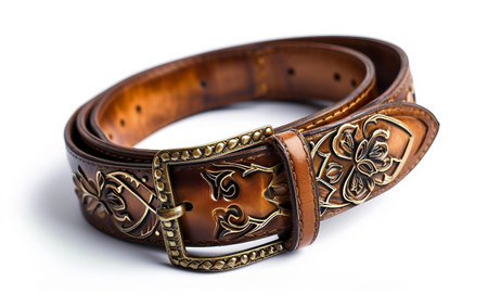 The Elegance of a Fashion Belt On White Background Generative By Ai.の素材