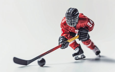 Table Hockey Player in the Spotlight On White Background Generative By Ai.の素材