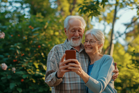 Commercial Photograph of a Joyous Elderly Couple On White Background Generative By Ai.の素材