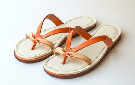 Coastal Comfort with Beach Sandals On white Background Generative By Aiの素材