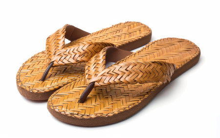 Fashion and Comfort with Beach Sandals On white Background Generative By Aiの素材