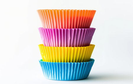 Baking Joy with Colorful Cupcake Liners On white Background Generative By Ai.の素材