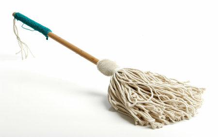 Navigating Cleaning with a Mop On white Background Generative By Ai.の素材