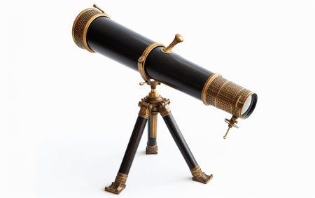 Unlocking the Universe with a Telescope On White Background Generative By Ai.の素材