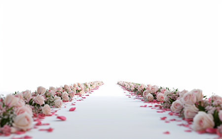 Bridal Aisle Runner Elegance On White Background Generative By Ai.の素材