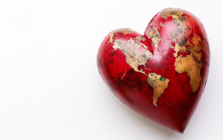 World Humanitarian Day's Red Heart of Compassion On White Background Generative By Ai.の素材