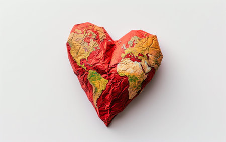World Humanitarian Day Red Heart of Compassion On White Background Generative By Ai.の素材