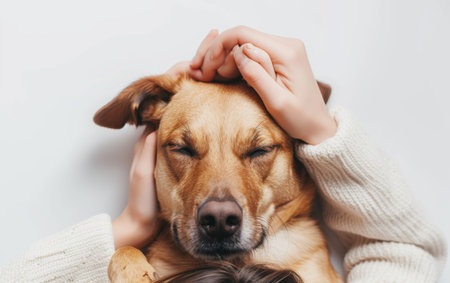 World Mental Health Day Comforting Therapy Dog On White Background Generative By Ai.の素材