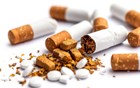 Smoking Cessation Pills on World No Tobacco Day On White Background Generative By Ai.の素材