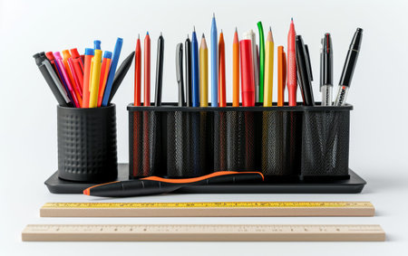 Architects' Desk Organizer for Architectural Workspace" On White Background Generative By Ai.の素材