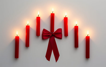 Candlelight Vigil for World AIDS Day On White Background Generative By Ai.の素材
