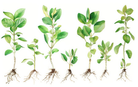 Illustrated Journey Through Botanical Growth Stages On White Background Generative By Ai.の素材
