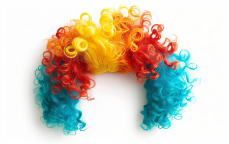 Carnival Clown Wig Fun On White Background Generative By Ai.の素材