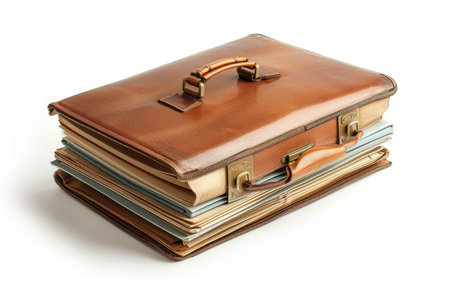 Exploring the Significance of the Briefcase with Official Documents On White Background Generative By Ai. On White Backgroundの素材