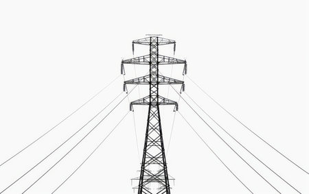 Reliable Electrical Power Transmission Infrastructure On White Background Generative By Ai. On White Backgroundの素材