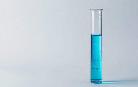 Graduated Cylinder with Liquid Volume On White Background Generative By Ai. On White Backgroundの素材