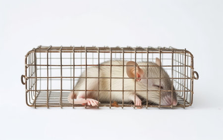 Lab Rat Observation in Cage On White Background Generative By Ai.の素材
