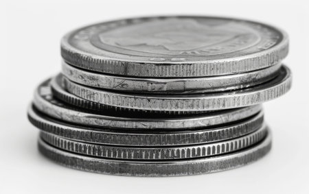 Understanding the Coin Stack On White Background Generative By Ai.の素材